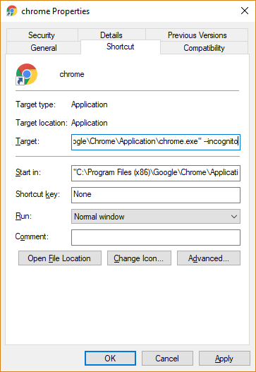 chrome-switches-acceso directo-propiedades