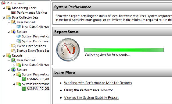 Supervisión del monitor de rendimiento de Windows 8