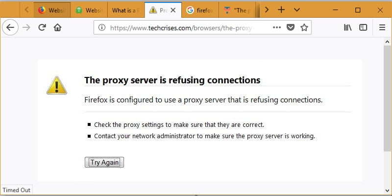 Firefox Proxy Refusing Connection