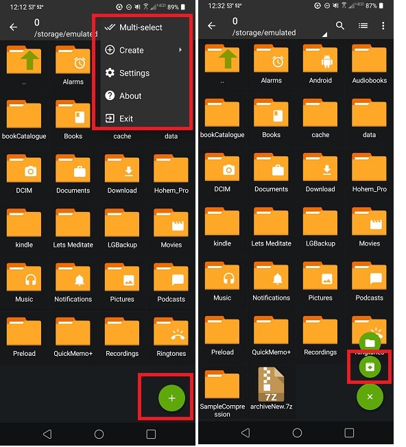 Cómo comprimir y extraer archivos en Android usando los menús de Zarchiver