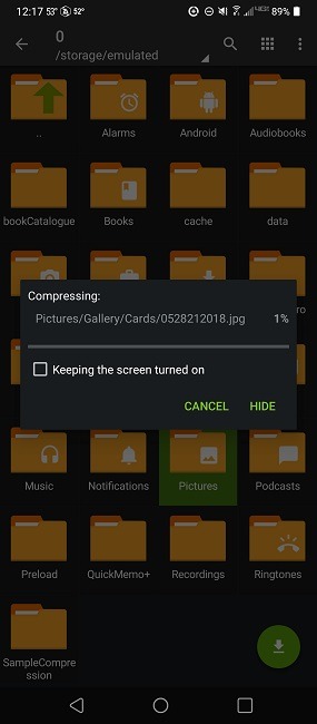 Cómo comprimir y extraer archivos en Android usando Zarchiver Espera