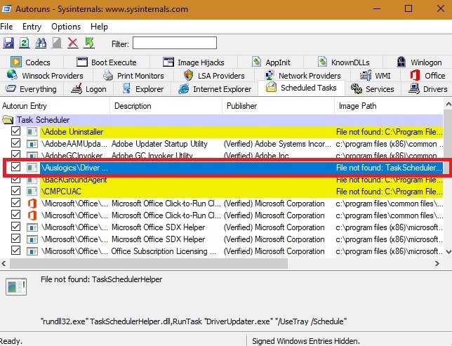 Taskschedulerhelper identificado en Autoruns64 1