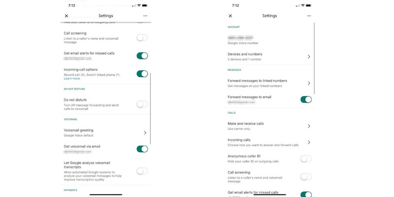 Supercargue la configuración de Google Voice Ios