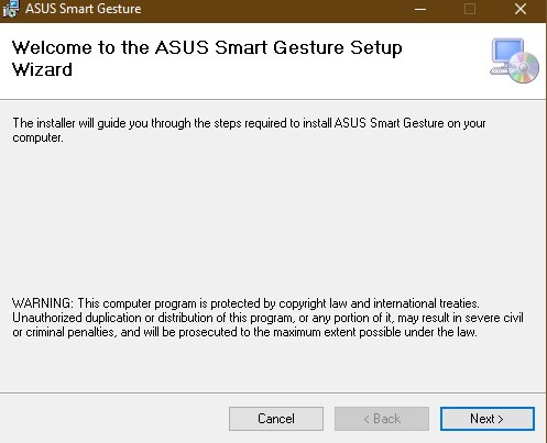 Instalación Primer paso Asus Smart Gesture