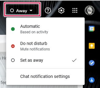 Cómo activar Google Chat Gmail Desktop Establecer estado de chat