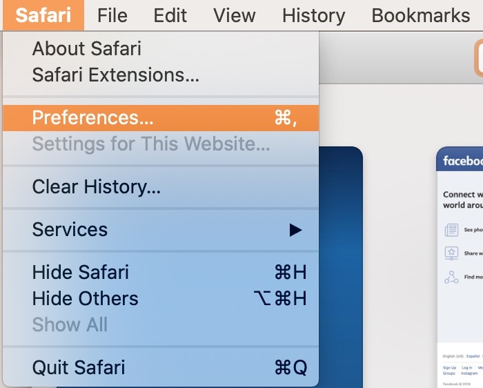 Preferencias de navegación de Safari