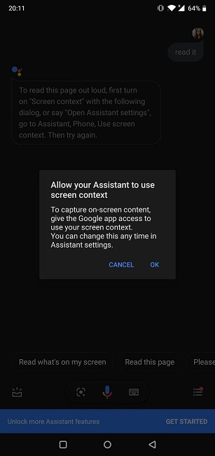 Cómo leer el Asistente de Google Activar el contexto de la pantalla