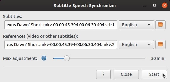 Corrección automática de subtítulos con inicio de subsincronización