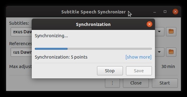 Subtítulos de corrección automática con puntos de sincronización de subsincronización