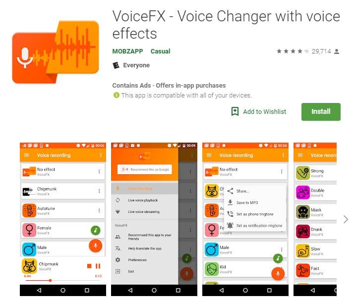 Aplicaciones de cambio de voz Voicefx