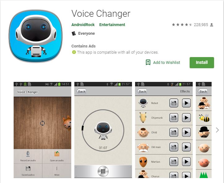 Aplicaciones para cambiar la voz Androidrock