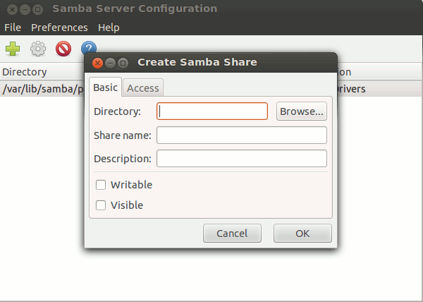 Configuración del servidor Samba