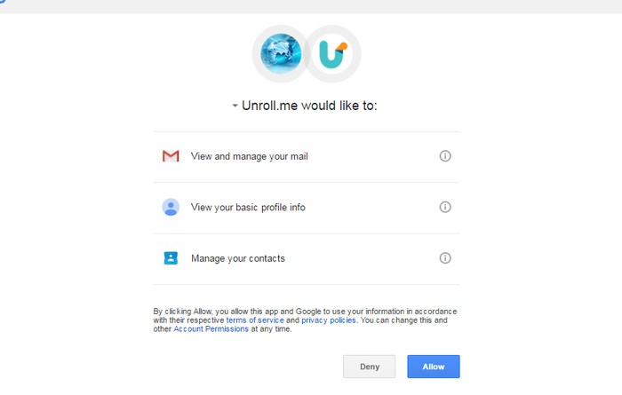 Darse de baja de Gmail-Newsletters-Unroll.me-Permisos