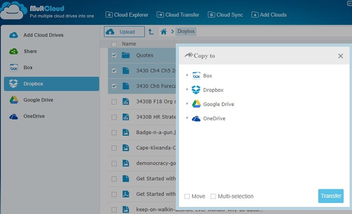 Transferir una nube, otro Dropbox multinube a otras opciones