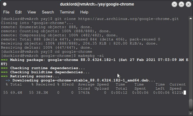 Usar Aur en Arch Chrome Makepkg