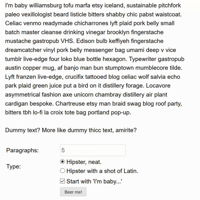 Hipster Lorem Ipsum