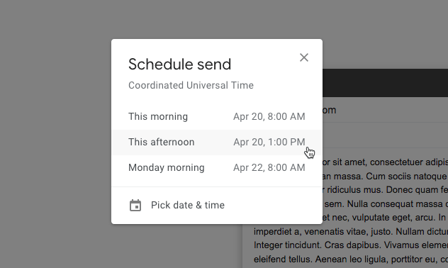 Programar correo electrónico Gmail Seleccionar hora