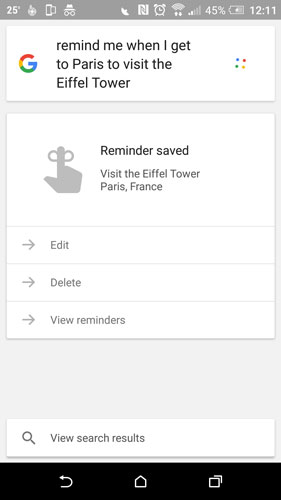 Recordatorio basado en la ubicación de Google Now