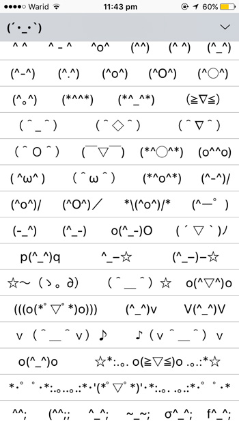 Lista de emoticonos