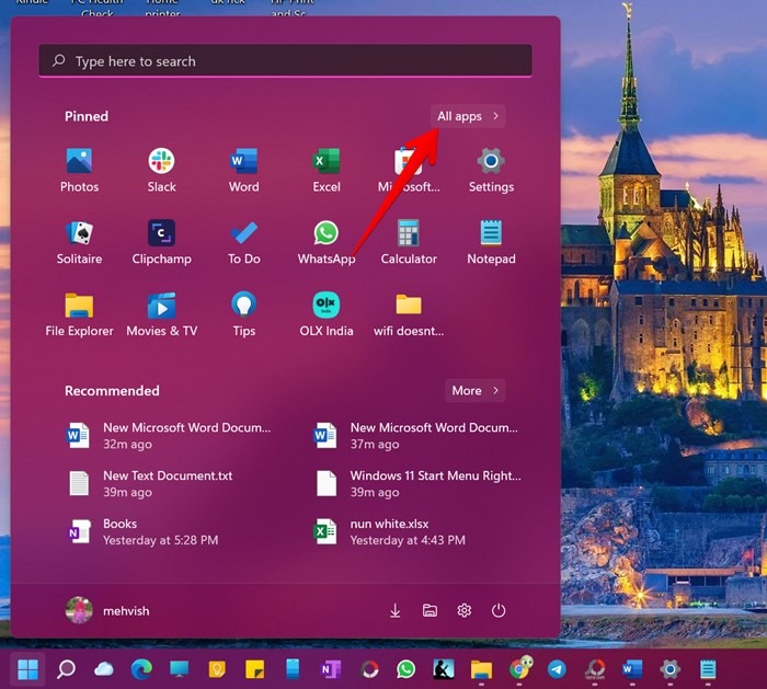 Menú Inicio Windows 11 Todas las aplicaciones