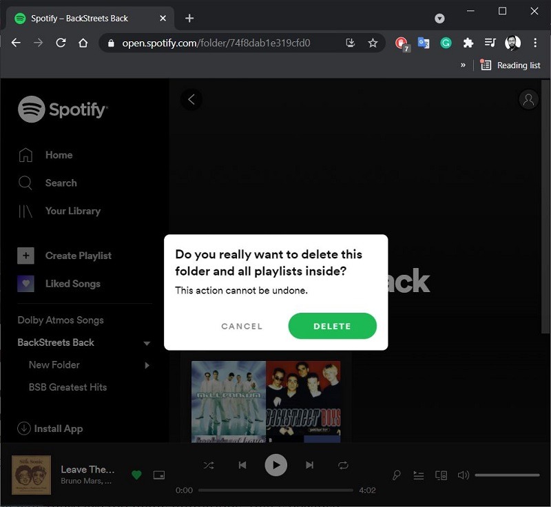 Eliminar carpetas de Spotify