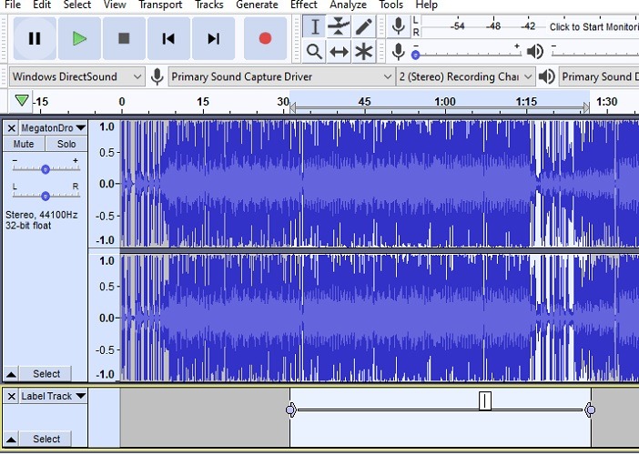 Pistas de la etiqueta Audacity