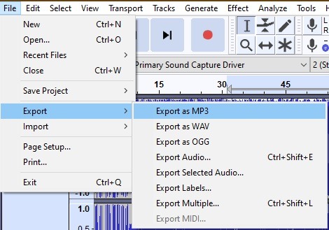 Exportar archivo Audacity