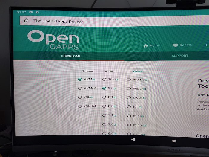 Descarga el paquete GApps a tu Raspberry Pi.