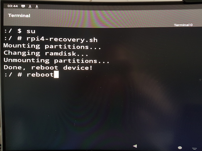 Modo de recuperación de terminal Android