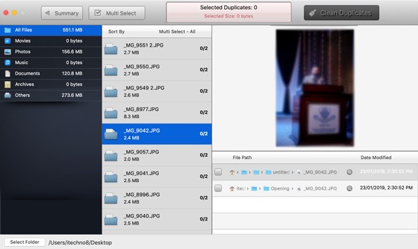 Eliminar archivos duplicados Seleccionar lista de archivos