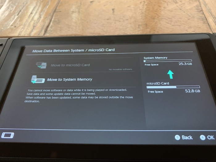 Memoria del sistema de transferencia de transferencia Microsd de Nintendo Switch