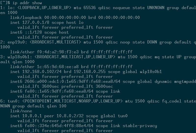 Comando mostrar dirección IP