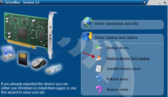 Restaurar controladores de Windows desde archivos de copia de seguridad