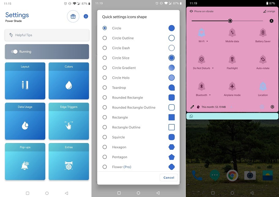 Las mejores aplicaciones de configuración rápida Android Bottom Power Shade