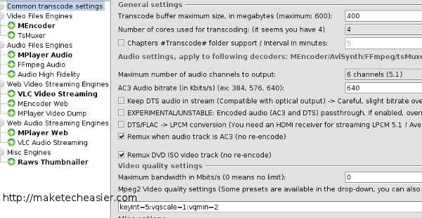 Configuración de transcodificación de PMS