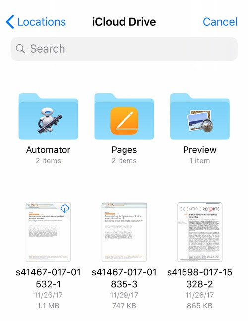 Archivos adjuntos de correo electrónico Ios Icloud Drive