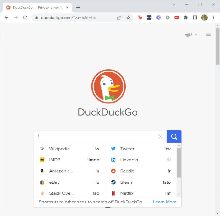 Características de los motores de búsqueda Duckduckgo