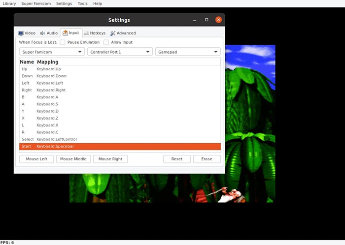 Todos los juegos de Snes en Ubuntu con asignación de entrada de configuración de Higan