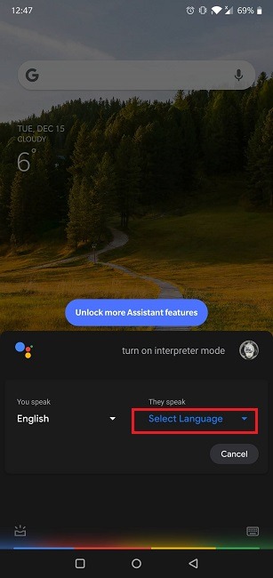 Cómo Google Assistant Interpreter selecciona el idioma