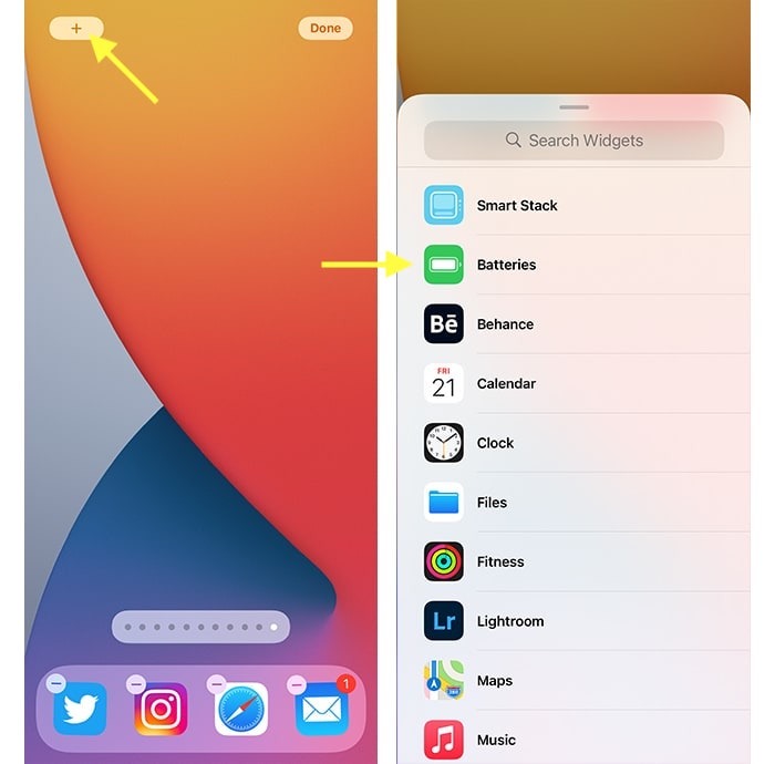Iphone 12 Porcentaje de batería Agregar widget de batería