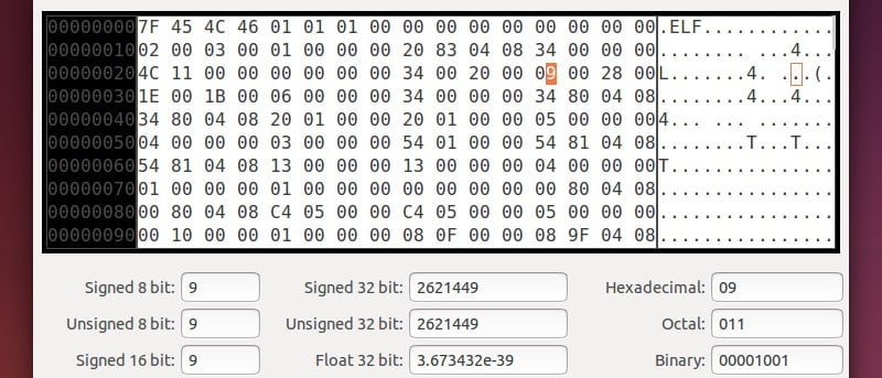 Usando un editor hexadecimal en Linux