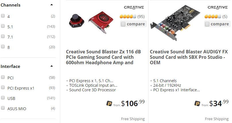 comprar una tarjeta de sonido-newegg