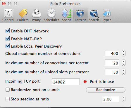 Preferencias de folx-torrent