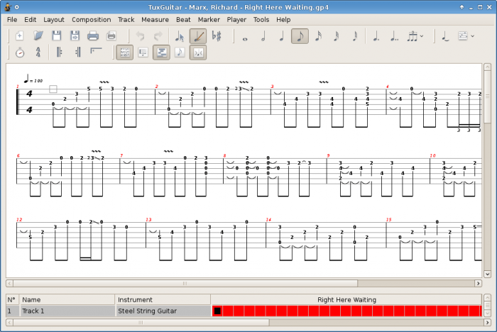 Aplicaciones de Linux para guitarristas Tux Guitar