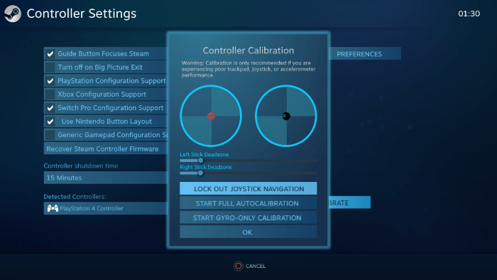 Calibración de zona muerta