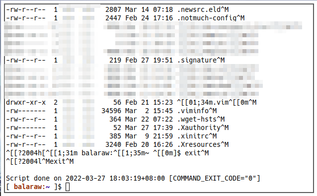 Archivo de salida de terminal 12 Script Cat