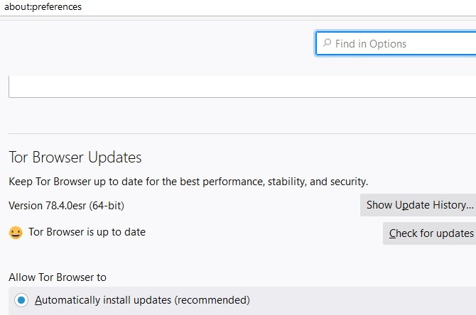Velocidades de Tor Acerca de Preferencias Actualizaciones
