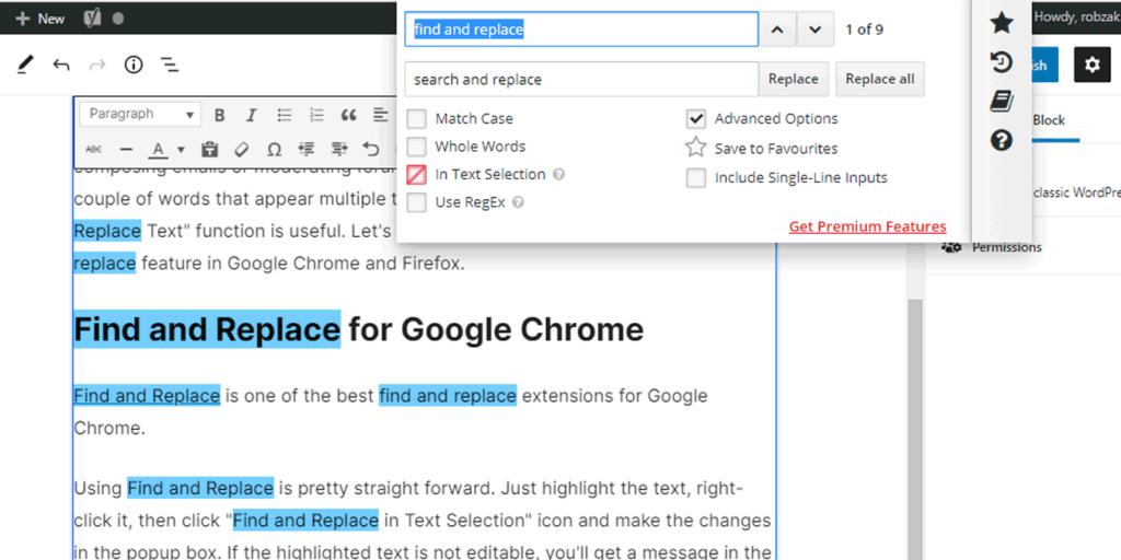 Find And Replace Text Chrome Header