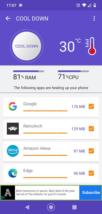 Teléfono Android Sobrecalentamiento Cooling Master 2