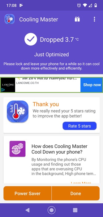 Teléfono Android Sobrecalentamiento Cooling Master 1